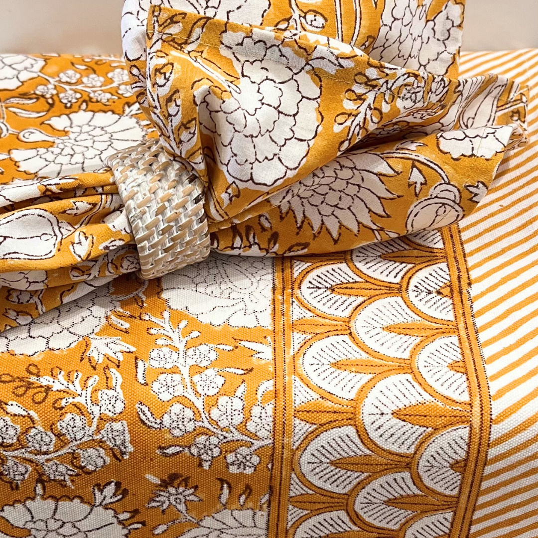 Block Print Napkin - Floral Amber