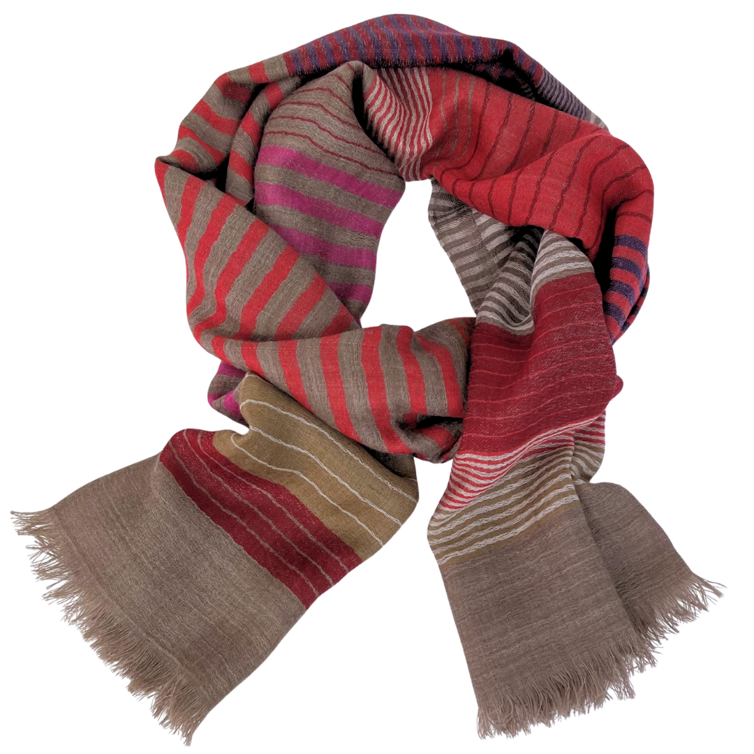 Scarf - Red/Beige Stripe