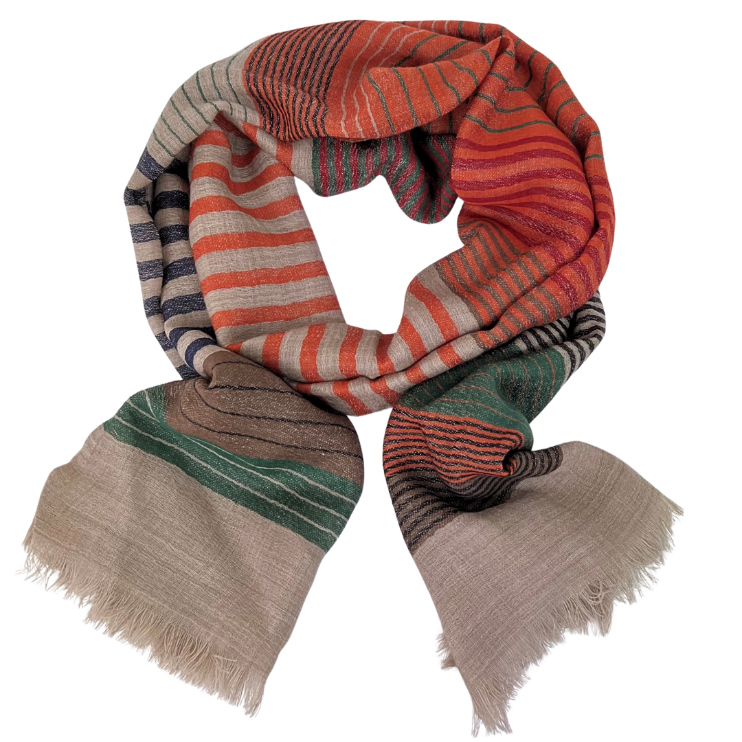 Scarf - Navy/Beige Stripe