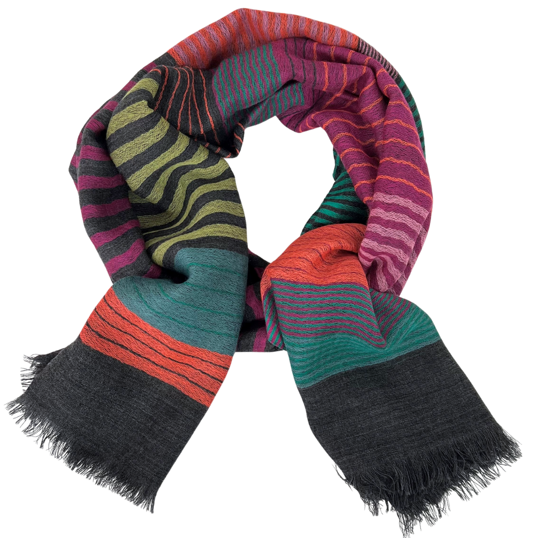 Scarf - Fluro/Charcoal Stripe