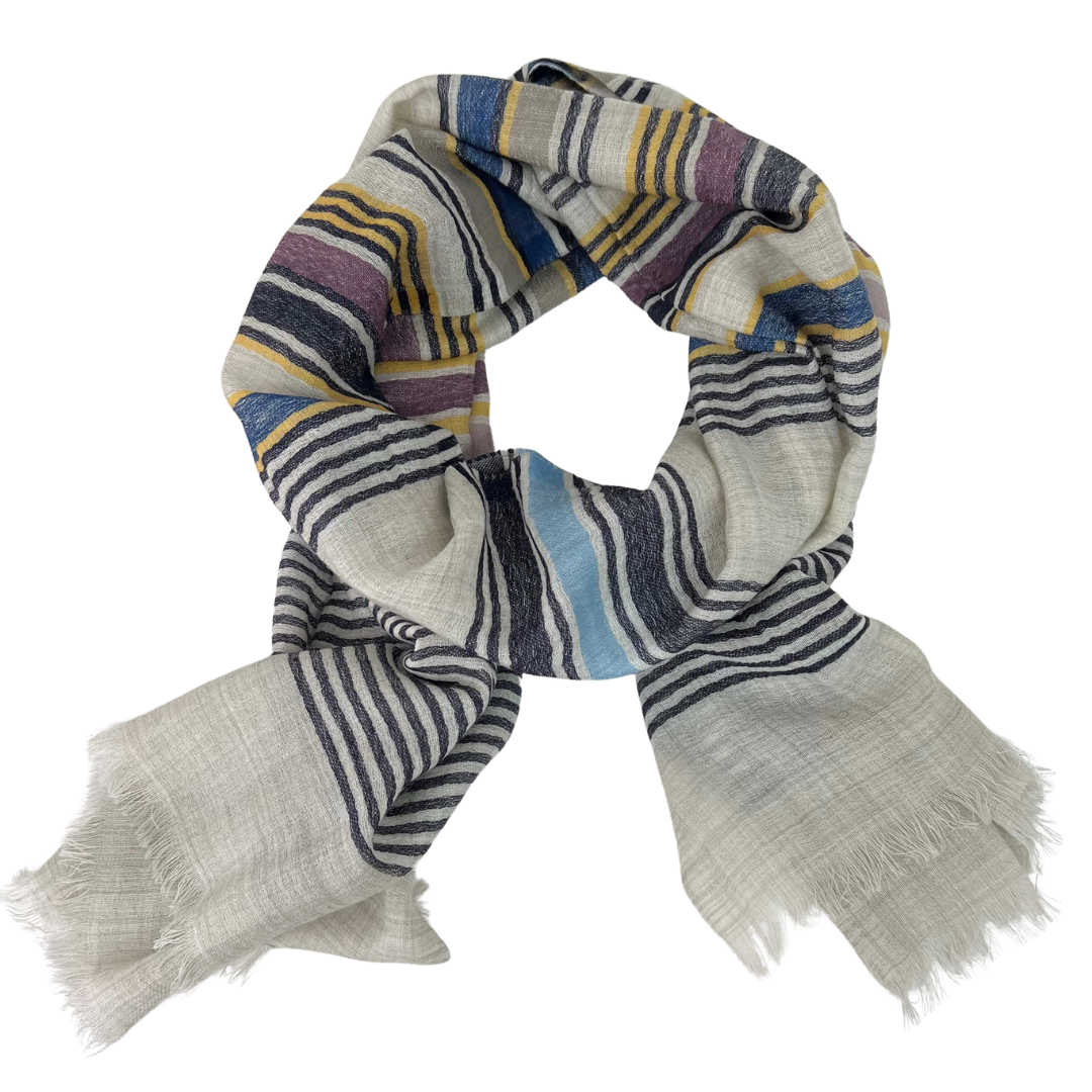 Scarf-  Light Blue & Grey Multi Stripe