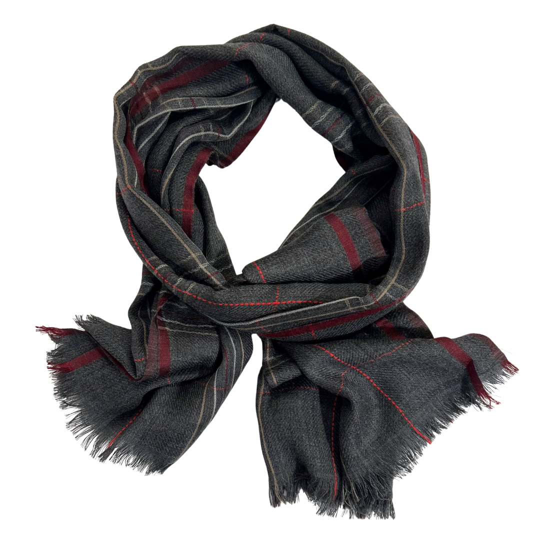 Scarf - Charcoal/Plum Check