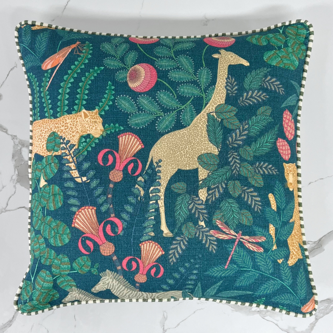 Jungle Cushion - Blue Square