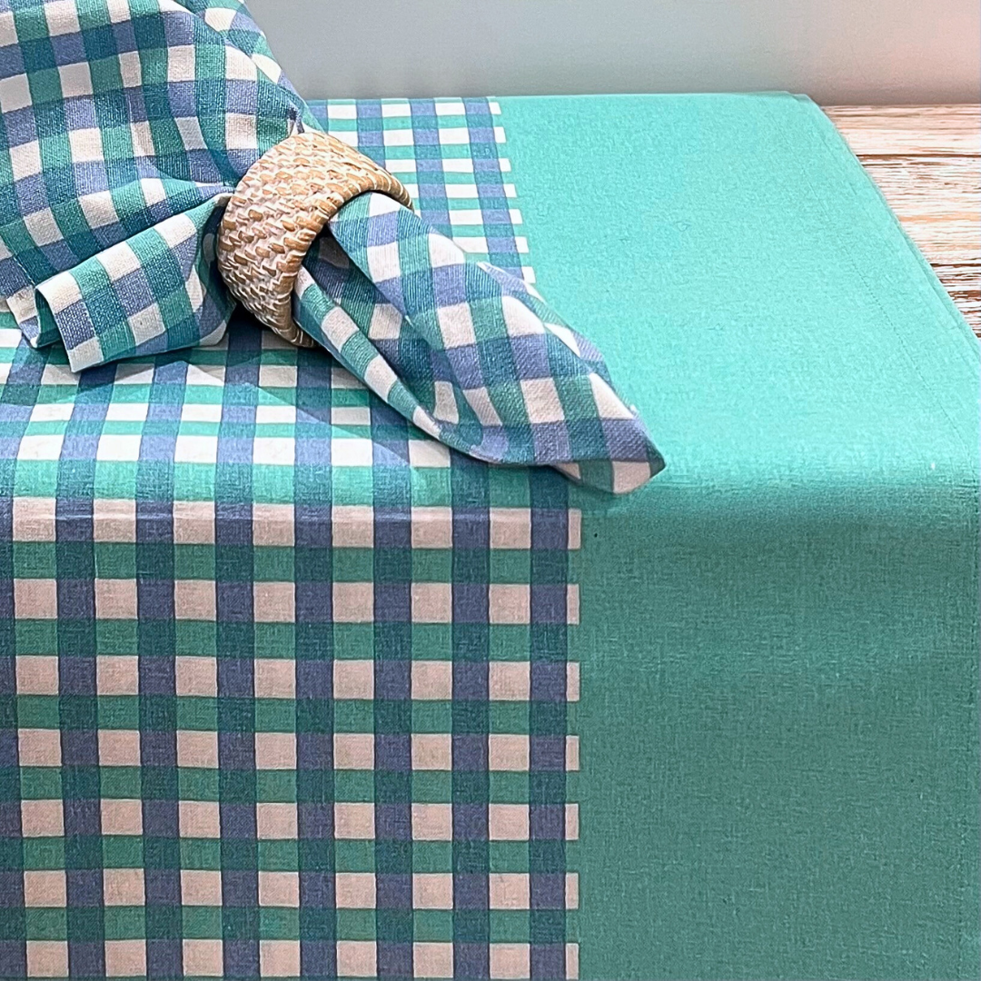 Check Tablecloth - Aqua & Blue