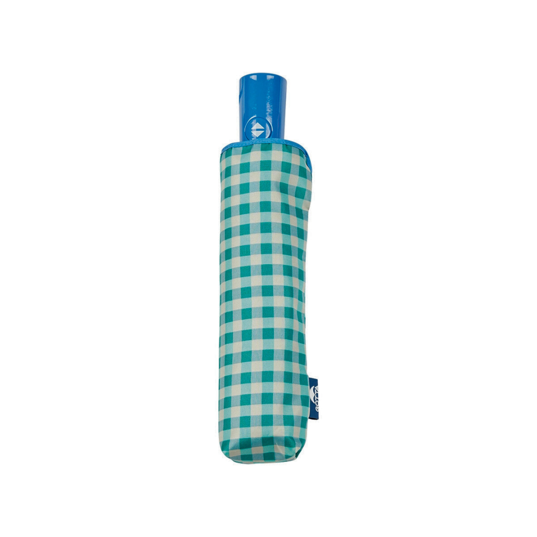 Automatic Compact Umbrella - Aqua Gingham