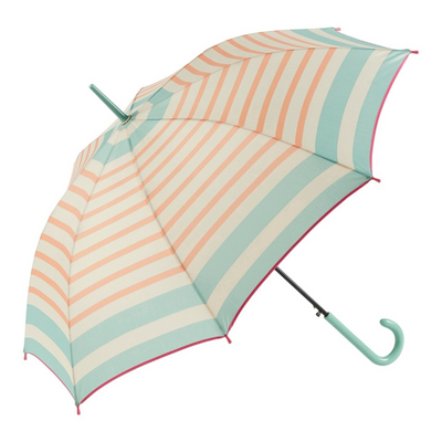 Classic Umbrella - Aqua & Orange Stripe