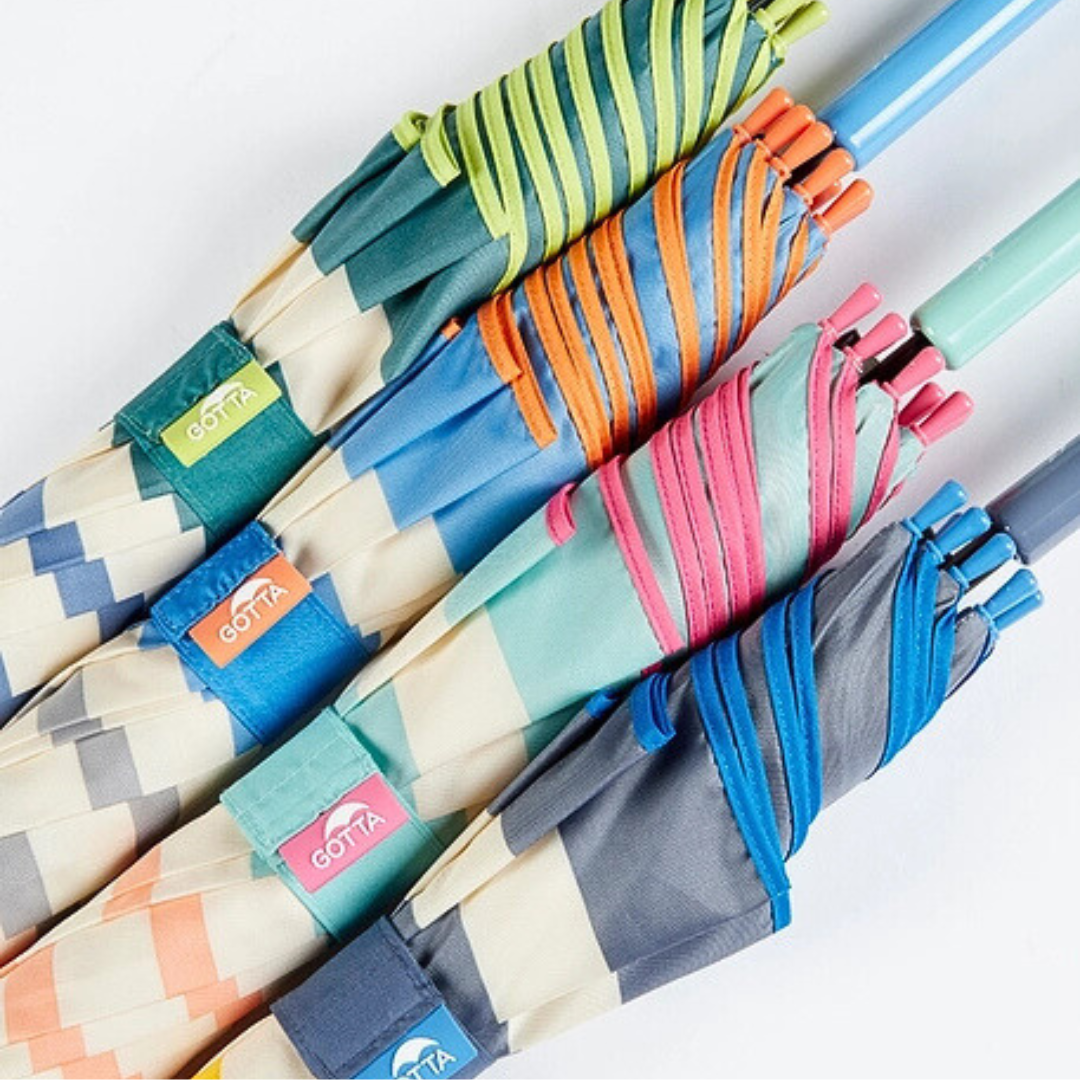 Classic Umbrella - Aqua & Orange Stripe