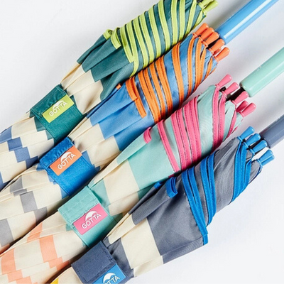 Classic Umbrella - Aqua & Orange Stripe