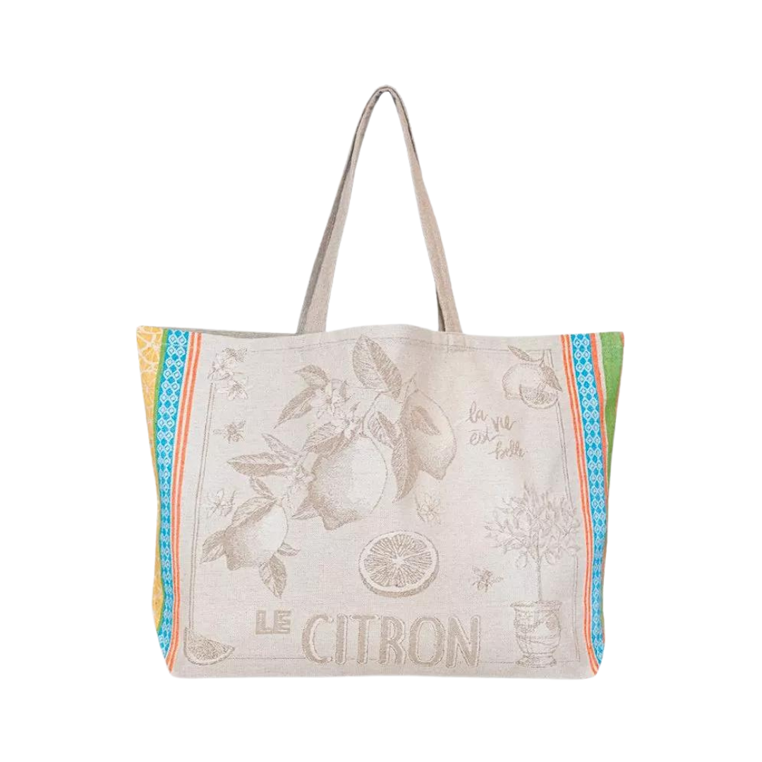 Cotton Jacquard Shopper - Citron