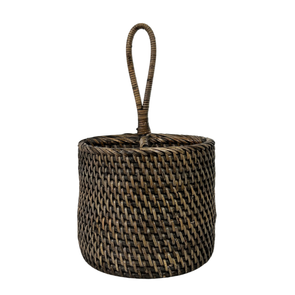 Brown Rattan Cutlery Holder