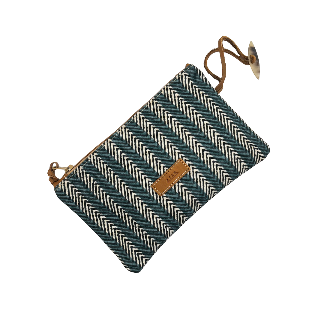 Canvas Pouch - Blue Chevron