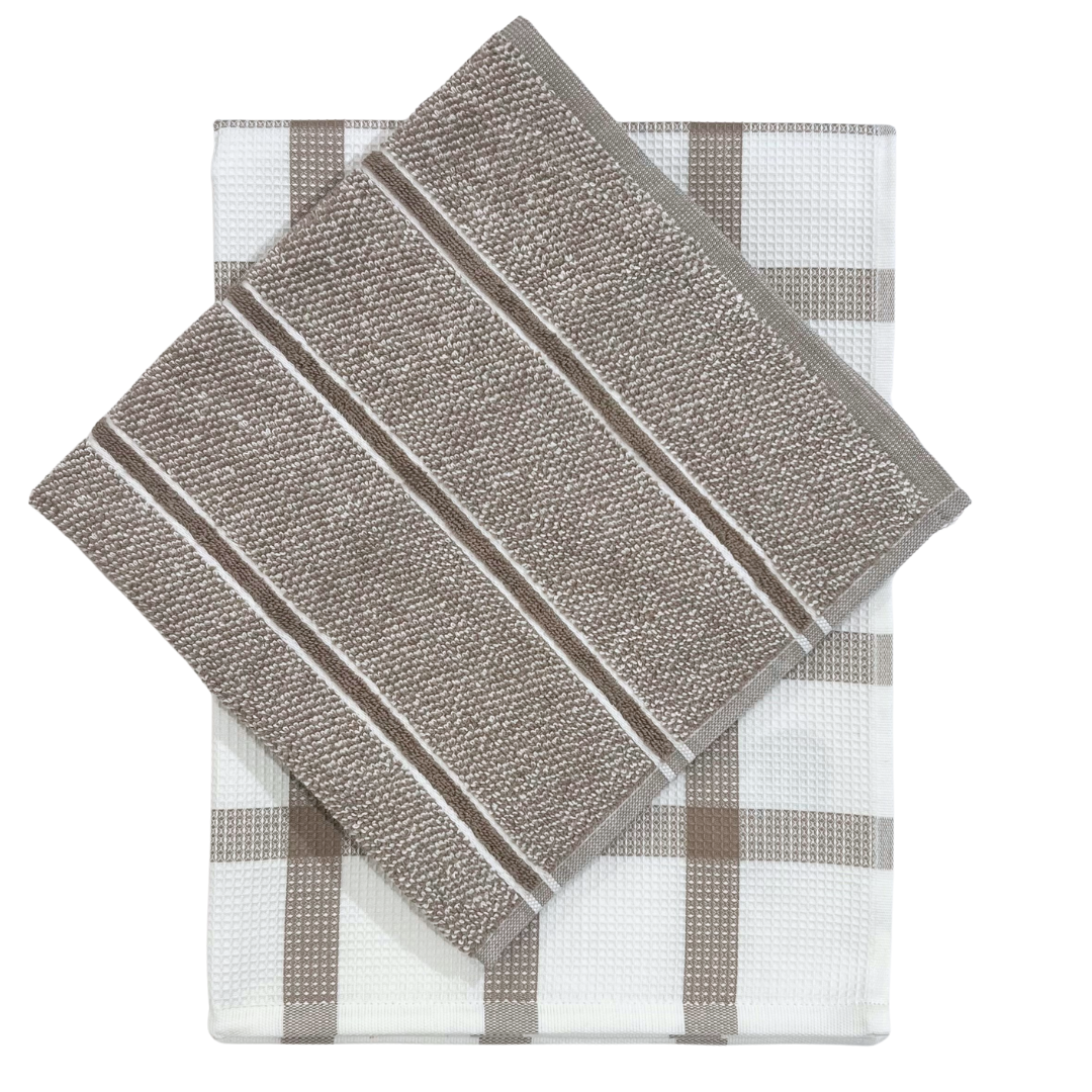 Tea Towel - Beige Check Waffle