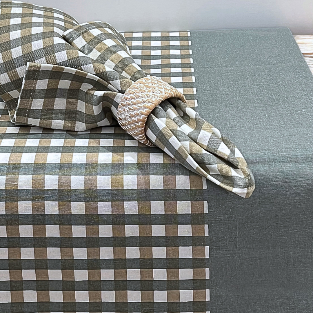 Check Tablecloth - Beige & Grey