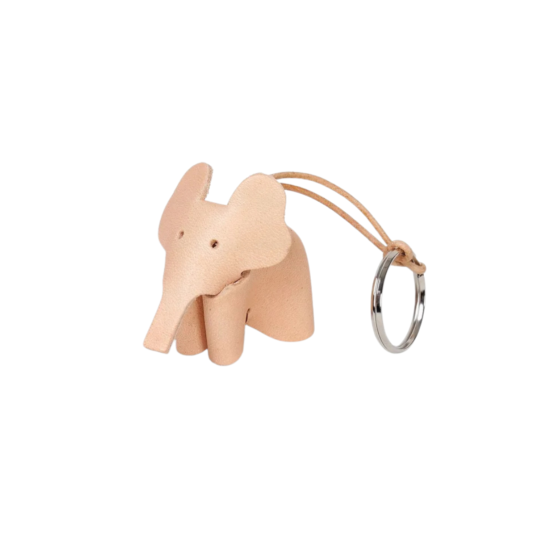 Leather Keyring - Black Elephant