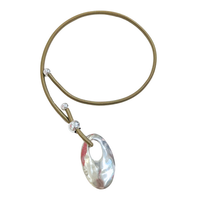 Oval Pull-Through Necklace - Beige