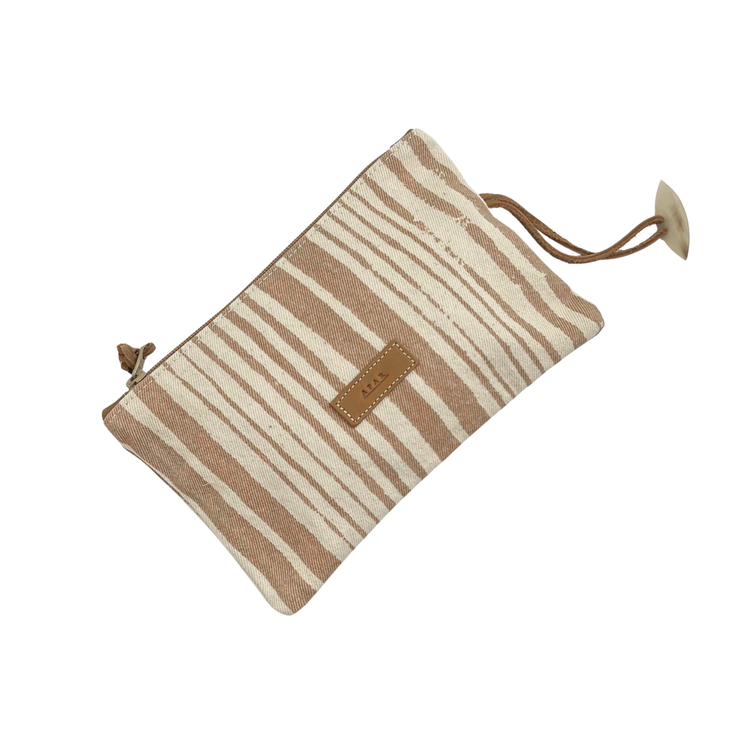 Canvas Pouch - Beige Lines