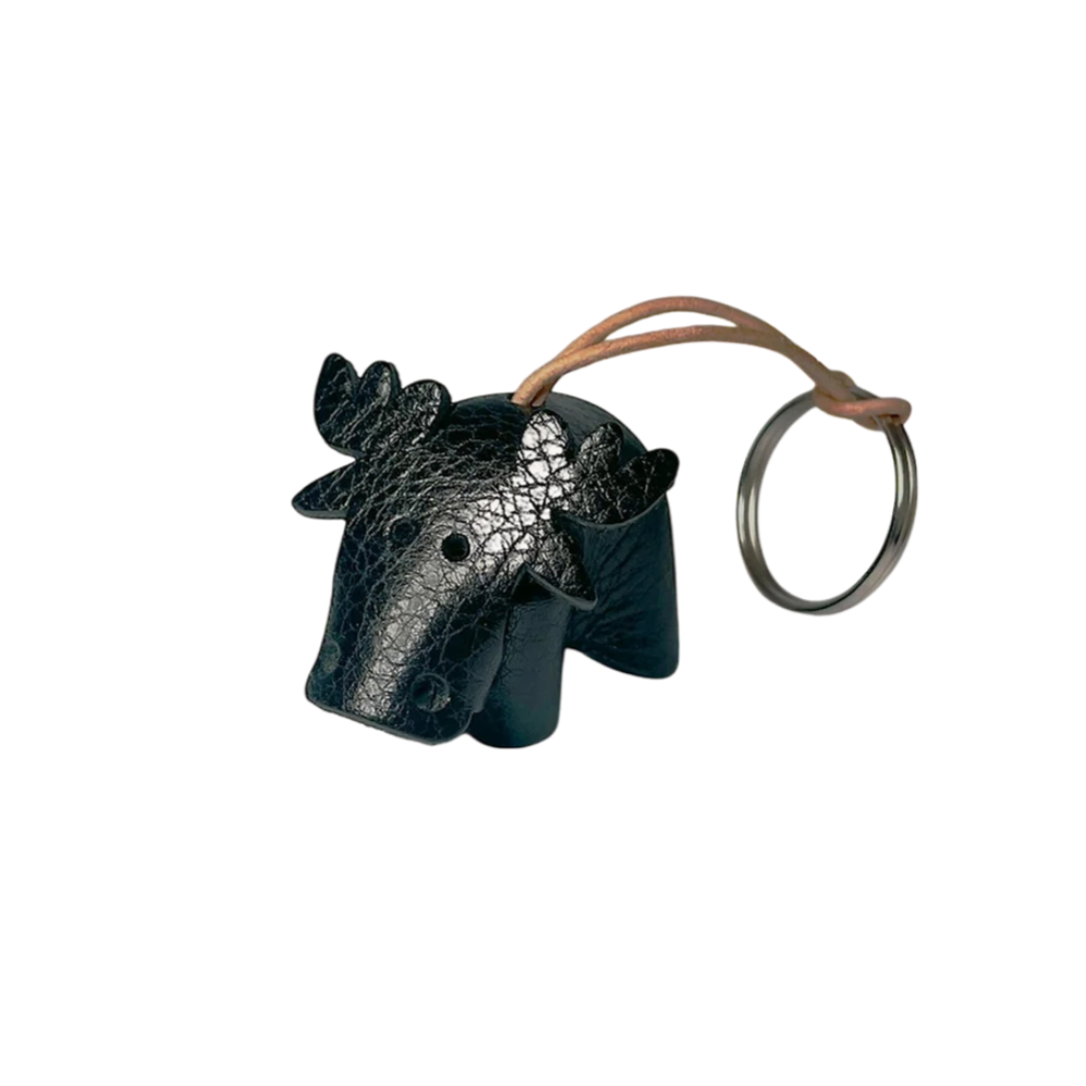 Leather Keyring - Black Moose