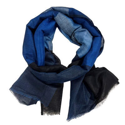 Scarf - Linen Check Blue/Black #1