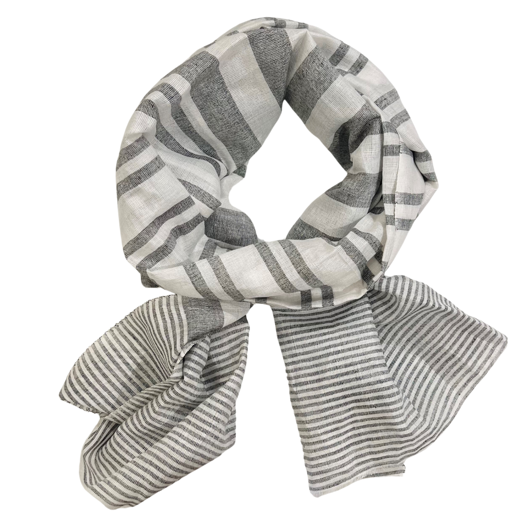 Scarf - Linen Stripe Black #5