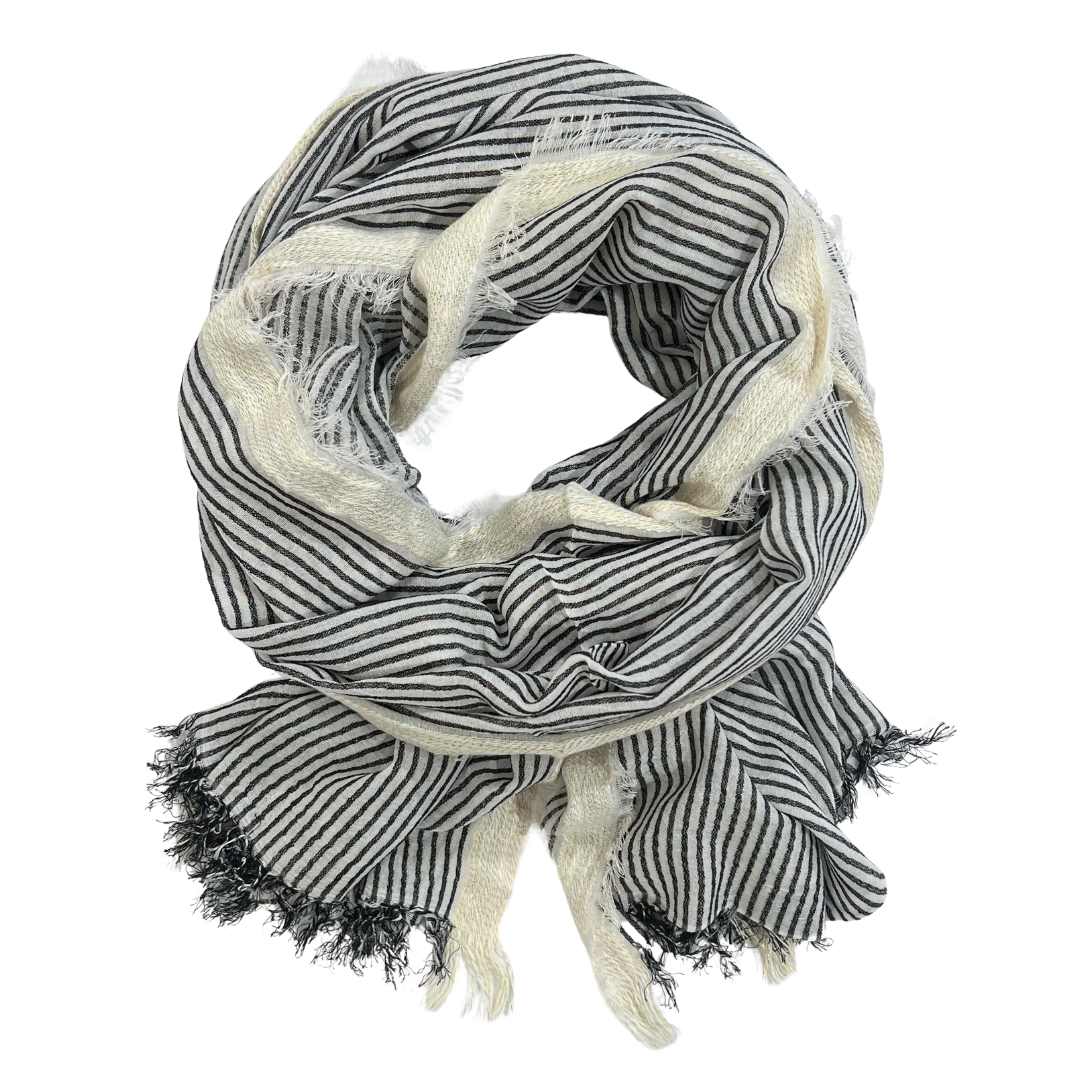 Sarong/Scarf - Cotton Modal Black Stripe
