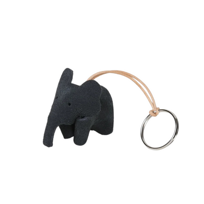 Leather Keyring - Natural Elephant