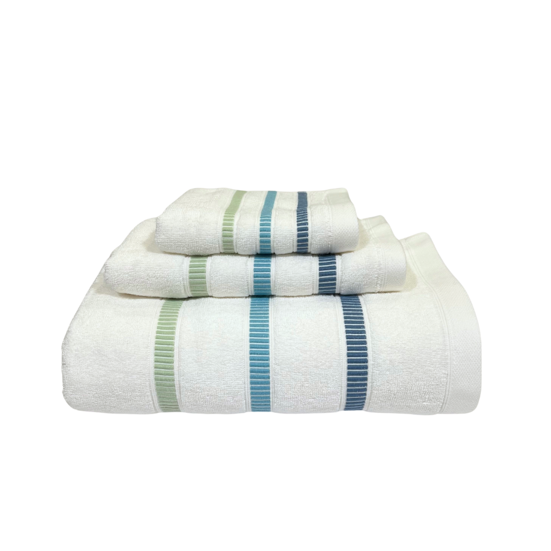 Guest Towel - Green & Blue Stripe