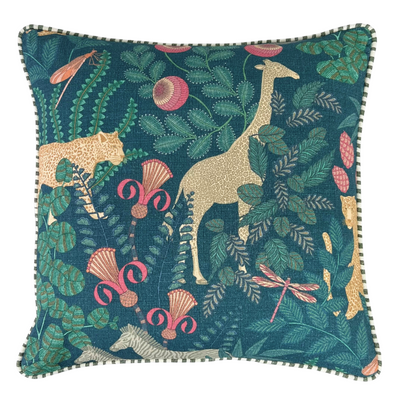 Jungle Cushion - Blue Square