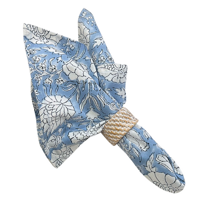 Block Print Tablecloth - Floral French Blue