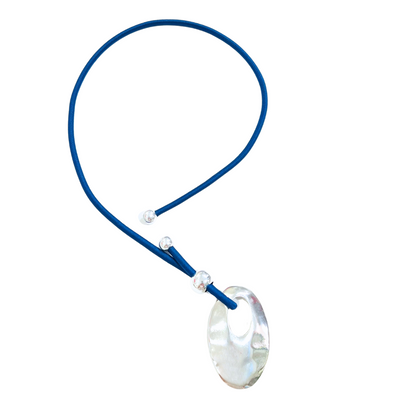 Oval Pull-Through Necklace - Blue