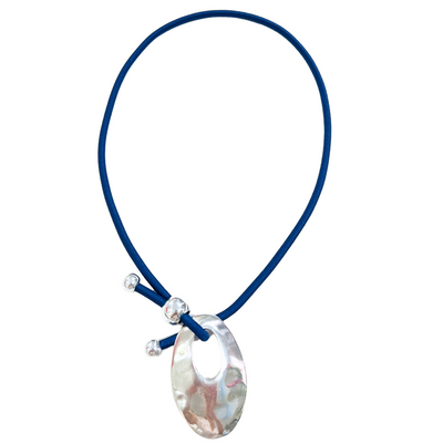 Oval Pull-Through Necklace - Blue