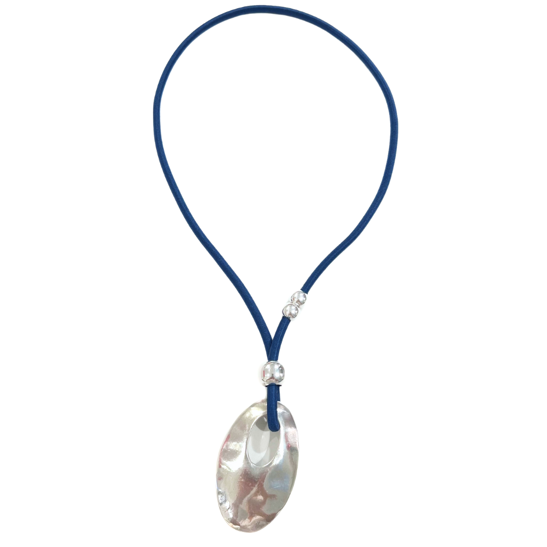 Oval Pull-Through Necklace - Blue