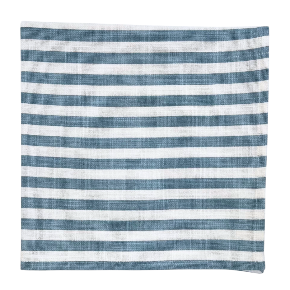 Cotton Stripe Napkin - Light Blue