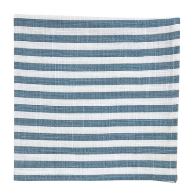 Cotton Stripe Napkin - Light Blue