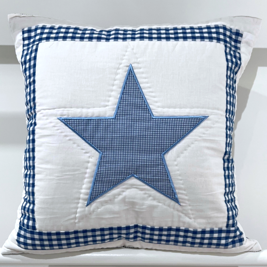 Quilted Cushion Cover - Blue Star