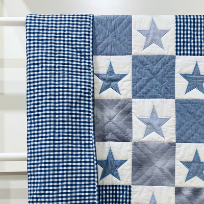 Cot Quilt Blue Star