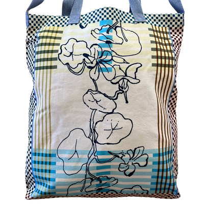 Cotton Canvas Shopper - Blue/Green