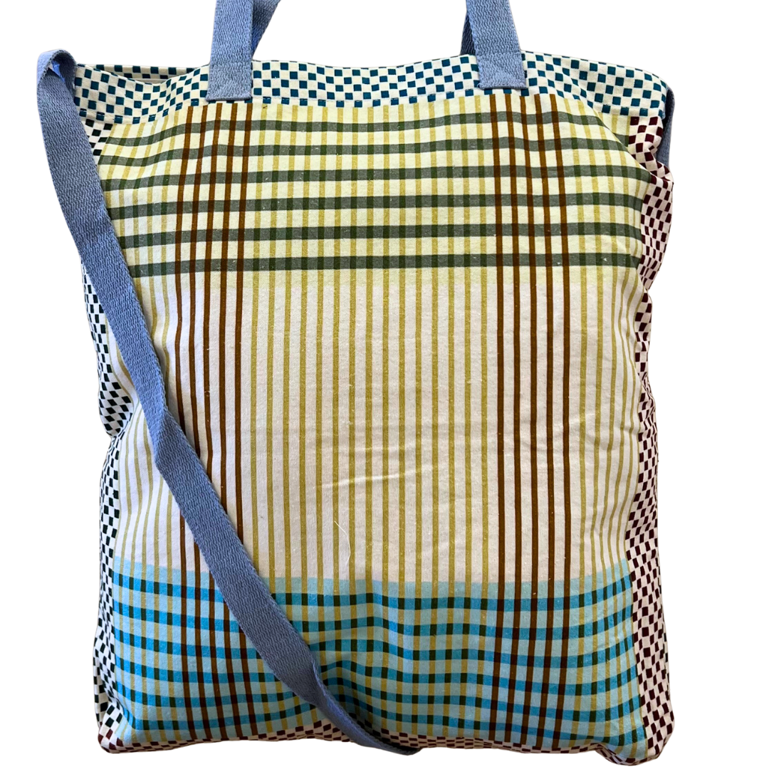 Cotton Canvas Shopper - Blue/Green