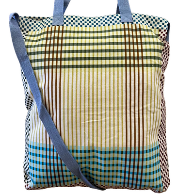 Cotton Canvas Shopper - Blue/Green
