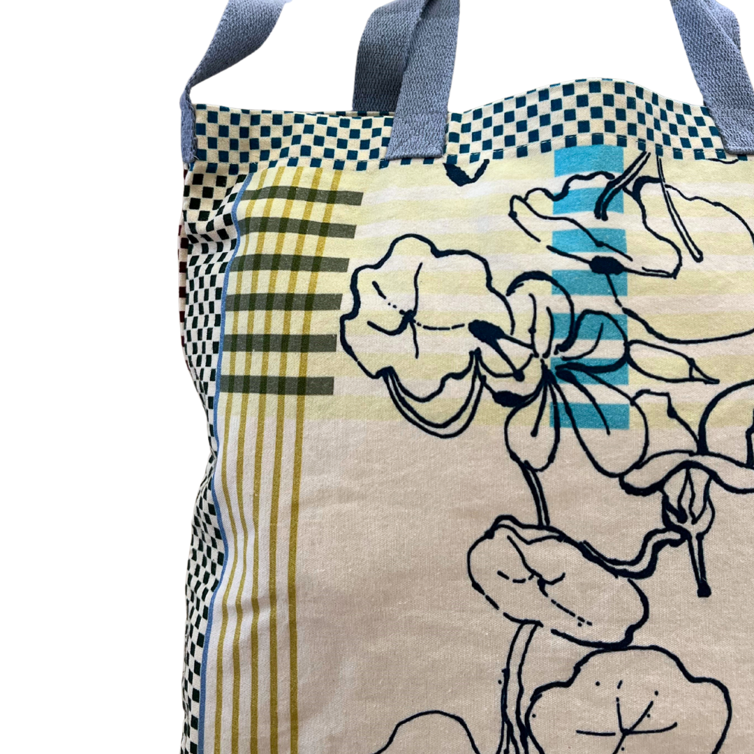 Cotton Canvas Shopper - Blue/Green