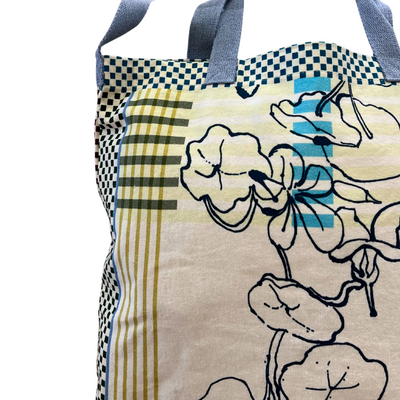 Cotton Canvas Shopper - Blue/Green