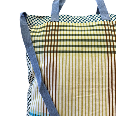 Cotton Canvas Shopper - Blue/Green