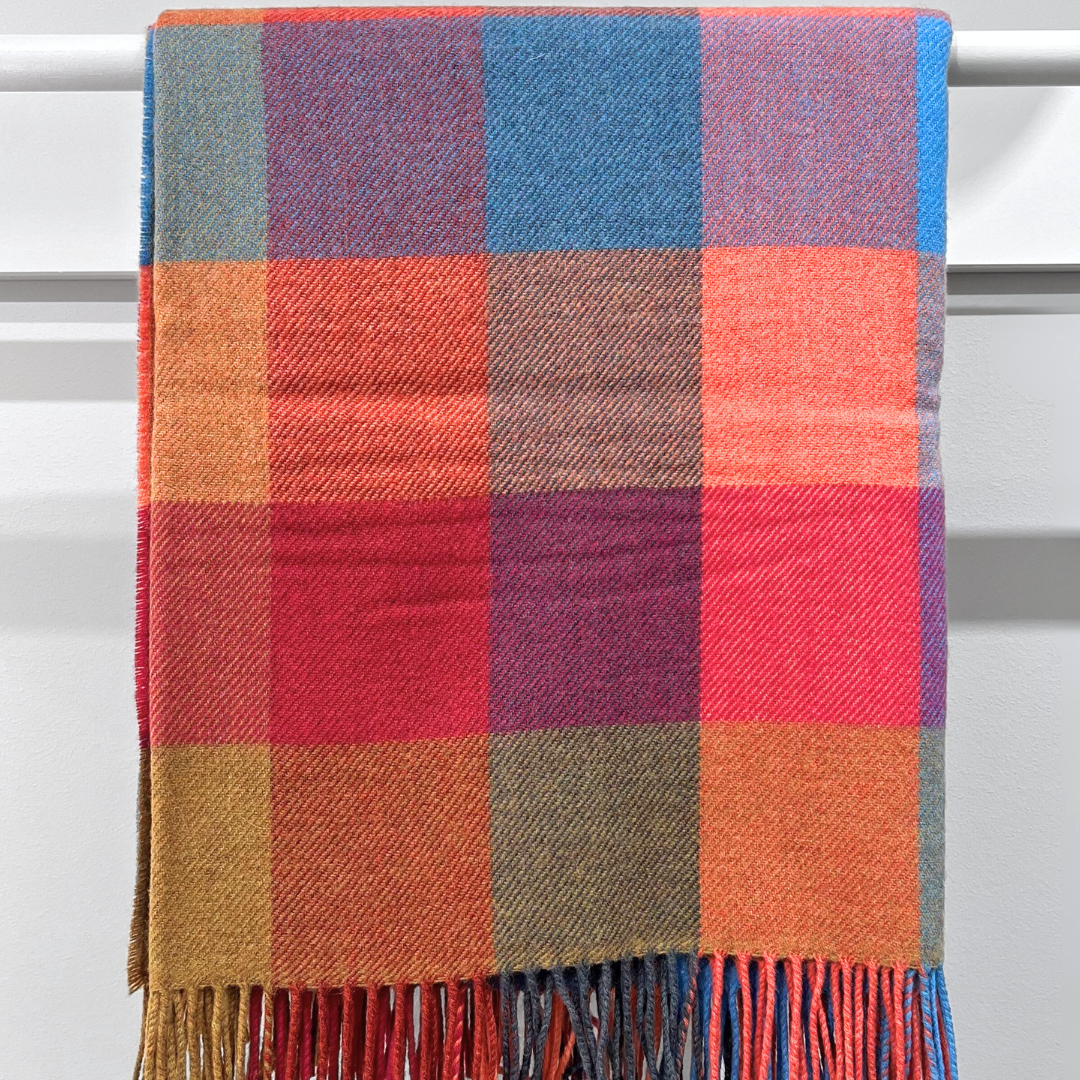 Lambswool Throw - Bright Multi Check