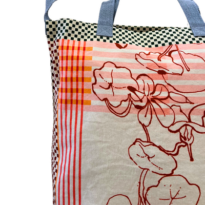 Cotton Canvas Shopper - Orange/Pink