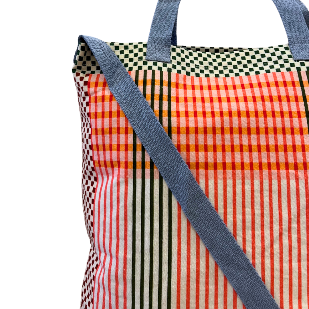 Cotton Canvas Shopper - Orange/Pink