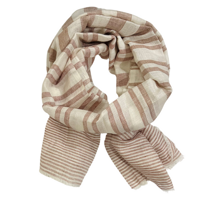 Scarf - Linen Stripe Brown #6