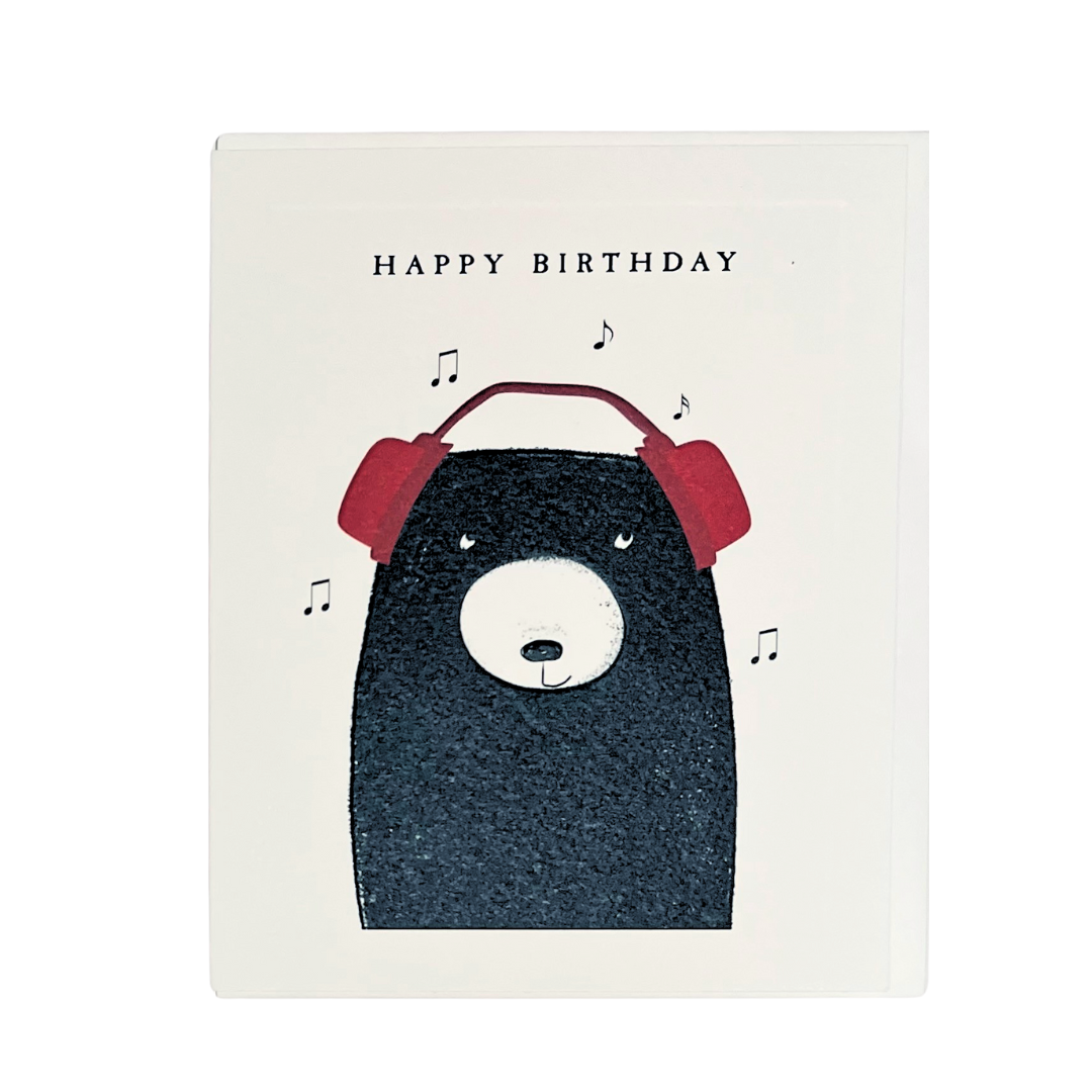 Card Birthday Bear with Headphones