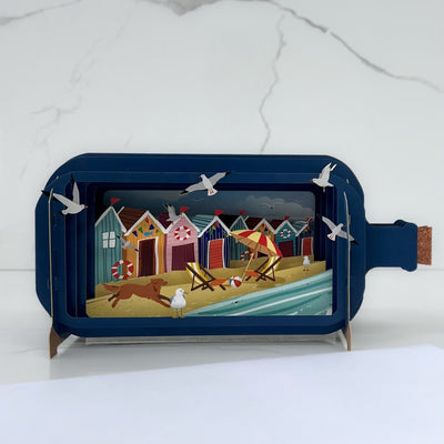 3D Pop-Up Card - Message in a bottle (Beach Huts)