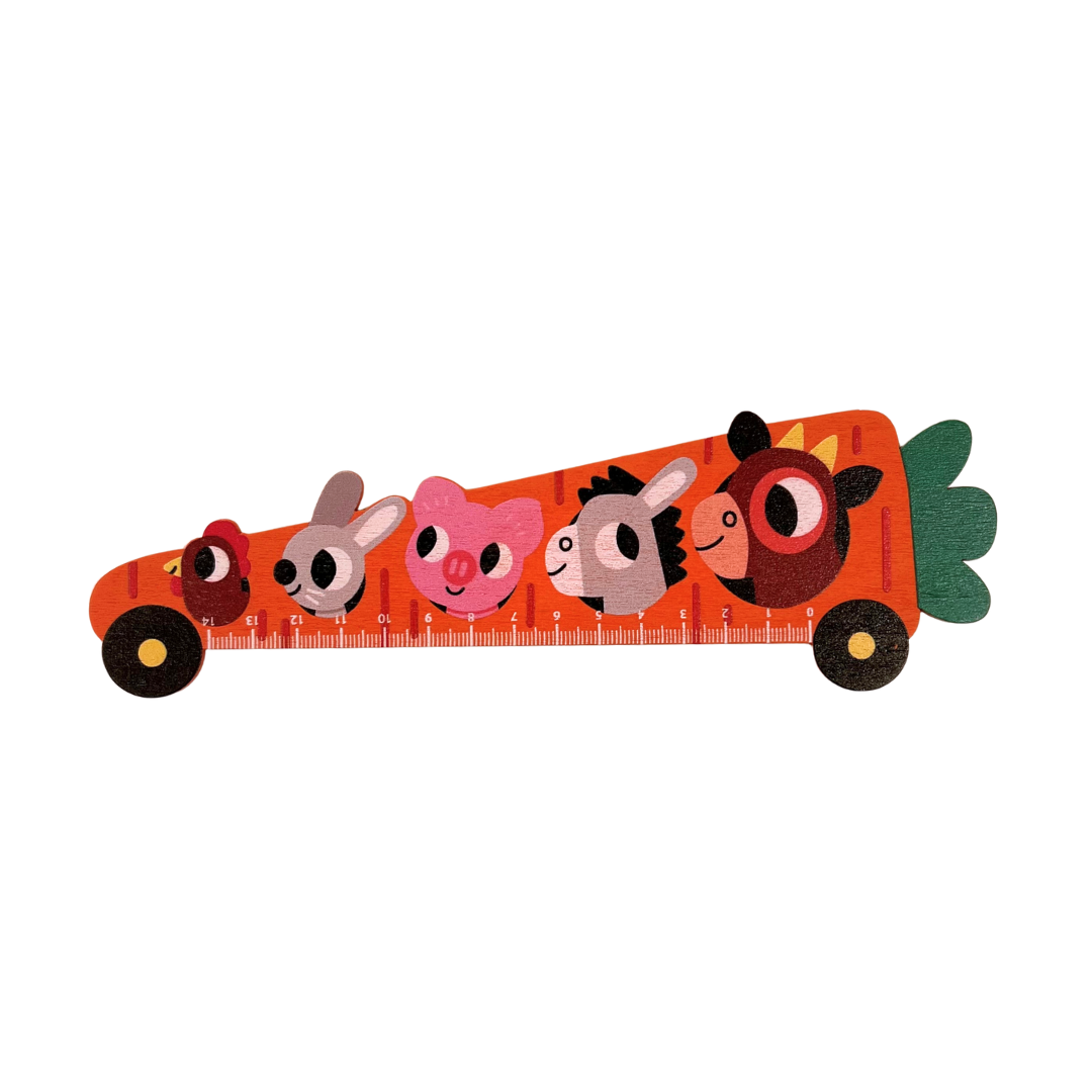 Wooden Ruler - Carrot Car