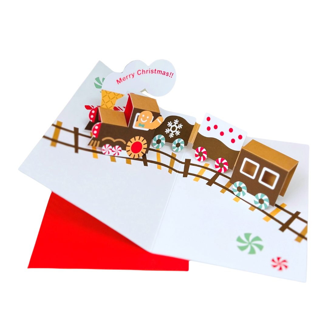 Moma Pop-Up Christmas Card - Gingerbread Train