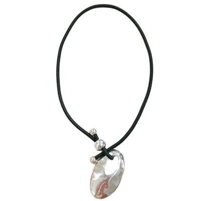 Oval Pull-Through Necklace - Charcoal